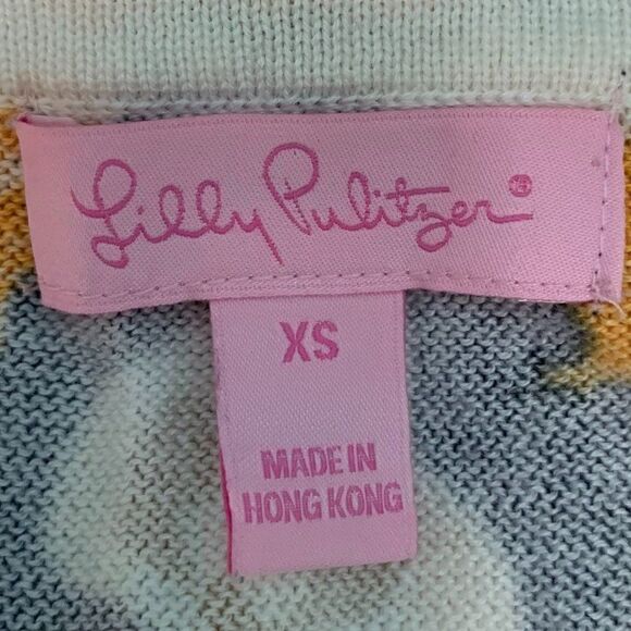 Lilly Pulitzer Long Sleeve Cardigan Yellow Combo Size XS - Picture 3 of 4
